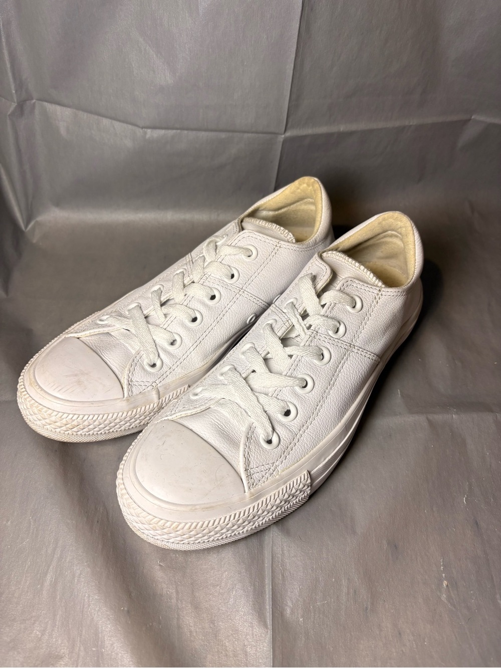 Converse White Low-Top Leather Sneakers - Womenβs